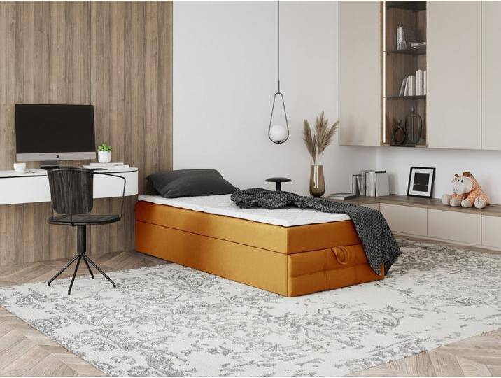 Godre Boxspringbett mit Bettkasten EWORA MINI 4 60x180 cm - Bonellfederkern Matratze (Bett + Matratze), Bett mit einem Kasten, orange, Ohne Topper von OTTO