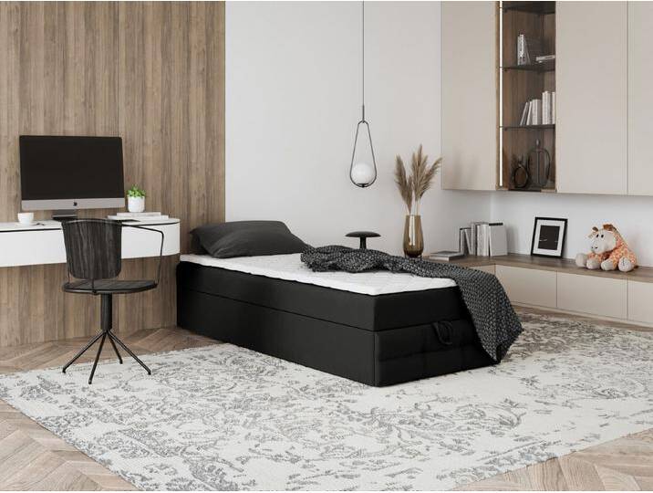 Godre Boxspringbett mit Bettkasten EWORA MINI 4 90x190 cm - Bonellfederkern Matratze (Bett + Matratze + Topper), Bett mit einem Kasten, schwarz von OTTO