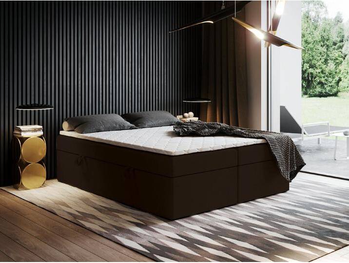 Godre Boxspringbett mit Bettkasten Ewora 2 140x200 cm mit Taschen Matratze (Bett + Matratze + Topper T-25), Bett mit zwei seitlich zu öffnenden Kästen, braun von OTTO