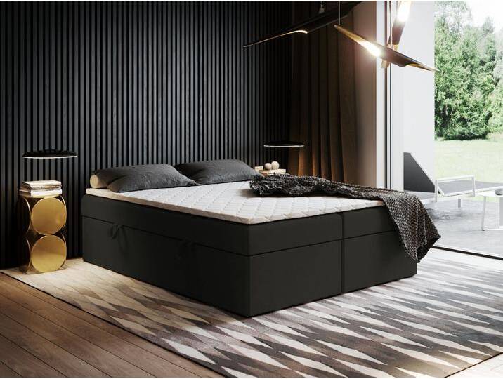 Godre Boxspringbett mit Bettkasten Ewora 2 140x200 cm mit Taschen Matratze (Bett + Matratze + Topper T-Visco), Bett mit zwei seitlich zu öffnenden Kästen, grau von OTTO