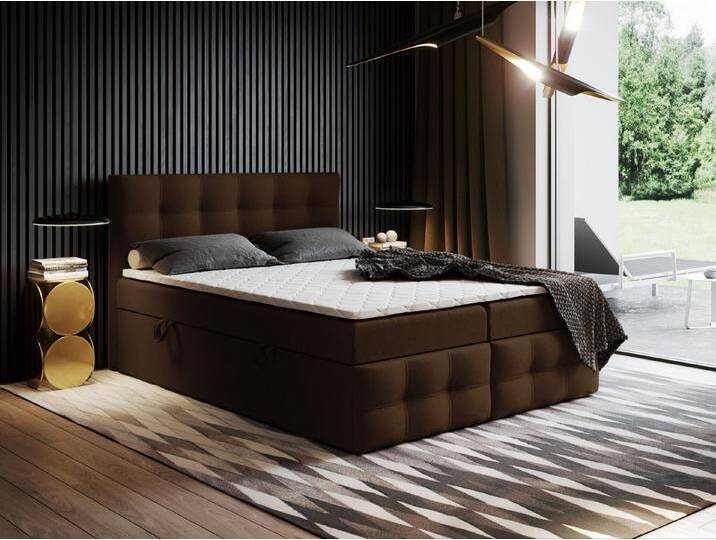 Godre Boxspringbett mit Bettkasten Ewora 3 140x200 cm - Bonellfederkern Matratze (Bett + Matratze), Bett mit zwei seitlich zu öffnenden Kästen, braun von OTTO