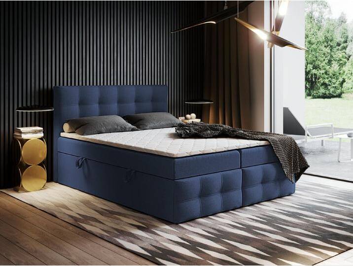 Godre Boxspringbett mit Bettkasten Ewora 3 140x200 cm - Taschenfederkern Matratze (Bett + Matratze), Bett mit zwei seitlich zu öffnenden Kästen, blau von OTTO