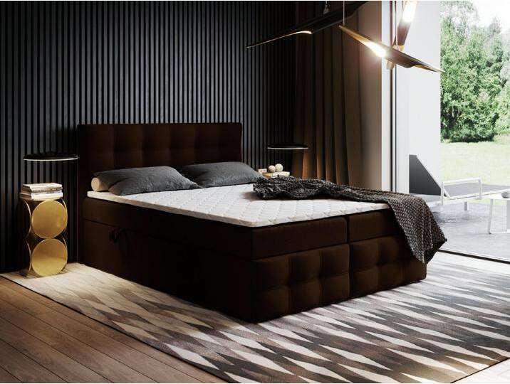 Godre Boxspringbett mit Bettkasten Ewora 3 140x200 cm - Taschenfederkern Matratze (Bett + Matratze), Bett mit zwei seitlich zu öffnenden Kästen, braun von OTTO