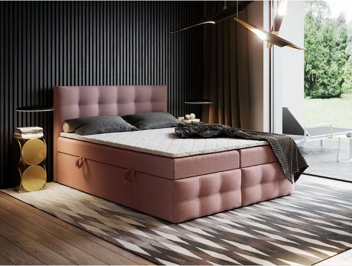 Godre Boxspringbett mit Bettkasten Ewora 3 170x200 cm - Bonellfederkern Matratze (Bett + Matratze + Topper), Bett mit zwei seitlich zu öffnenden Kästen, rosa von OTTO