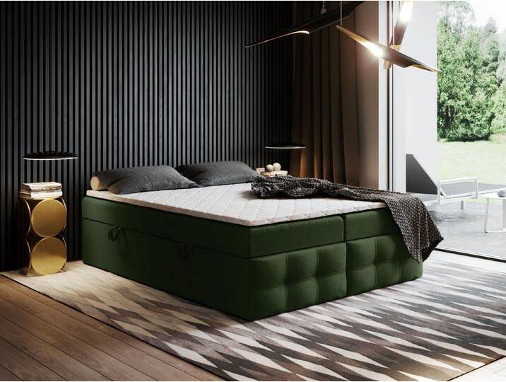 Godre Boxspringbett mit Bettkasten Ewora 4 160x200 cm - Taschenfederkern Matratze (Bett + Matratze), Bett mit zwei seitlich zu öffnenden Kästen, grün von OTTO