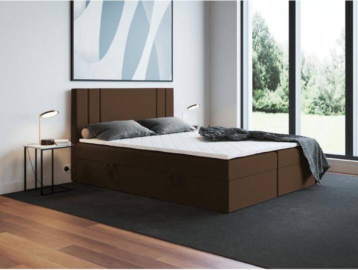 Godre Boxspringbett mit Bettkasten Nardo 140x200 cm - Bonellfederkern Matratze (Bett + Matratze), Bett mit zwei seitlich zu öffnenden Kästen, braun von OTTO