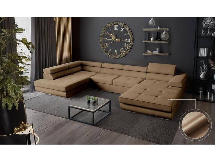 Goldstoff Wohnlandschaft mit Schlaffunktion, Couch für Wohnzimmer - Schlafsofa - Eckcouch, VENUS - Sofa U Form, Ecksofa mit Schlaffunktion und Bettkasten in braun Goldstoff Wohnlandschaft mit Schlaffunktion, Couch für Wohnzimmer - Schlafsofa - Eckcouch, VENUS - Sofa U Form, Ecksofa mit Schlaffunktion und Bettkasten in braun von OTTO
