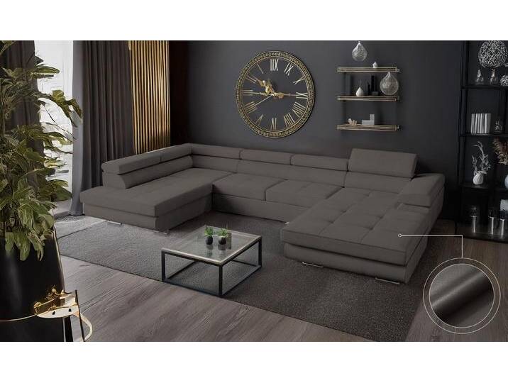 Goldstoff Wohnlandschaft mit Schlaffunktion, Couch für Wohnzimmer - Schlafsofa - Eckcouch, VENUS - Sofa U Form, Ecksofa mit Schlaffunktion und Bettkasten in grau Goldstoff Wohnlandschaft mit Schlaffunktion, Couch für Wohnzimmer - Schlafsofa - Eckcouch, VENUS - Sofa U Form, Ecksofa mit Schlaffunktion und Bettkasten in grau von OTTO