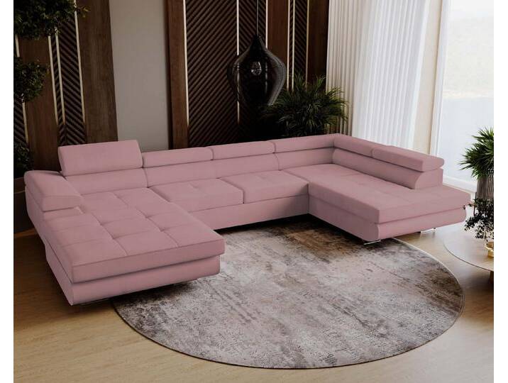Goldstoff Wohnlandschaft mit Schlaffunktion, Couch für Wohnzimmer - Schlafsofa - Eckcouch, VENUS - Sofa U Form, Ecksofa mit Schlaffunktion und Bettkasten in rosa Goldstoff Wohnlandschaft mit Schlaffunktion, Couch für Wohnzimmer - Schlafsofa - Eckcouch, VENUS - Sofa U Form, Ecksofa mit Schlaffunktion und Bettkasten in rosa von OTTO