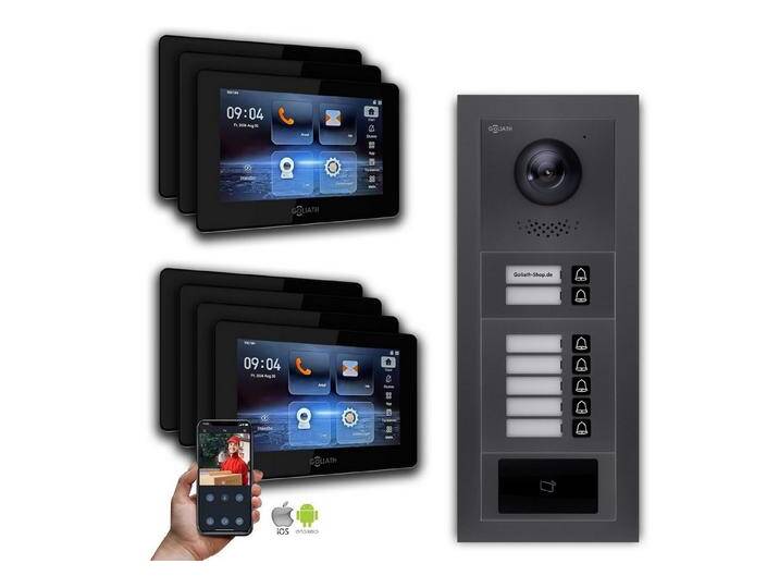 Goliath Intercom Video-Türsprechanlage Goliath 2-Draht BUS Video Türsprechanlage: 7 Familienhaus, RFID, Anthr (Privat oder Gewerblich), schwarz von OTTO