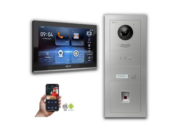 Goliath Intercom Video-Türsprechanlage Goliath IP Video Türsprechanlage mit Kamera 10-Zoll Fingerprint Anzeig (Privat oder Gewerblich), schwarz von OTTO