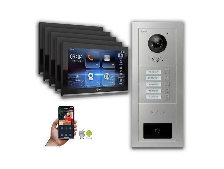 Goliath Intercom Video-Türsprechanlage Goliath IP Video Türsprechanlage: 10-Zoll 5 Familienhaus, RFID, Anzeig (Privat oder Gewerblich), schwarz von OTTO