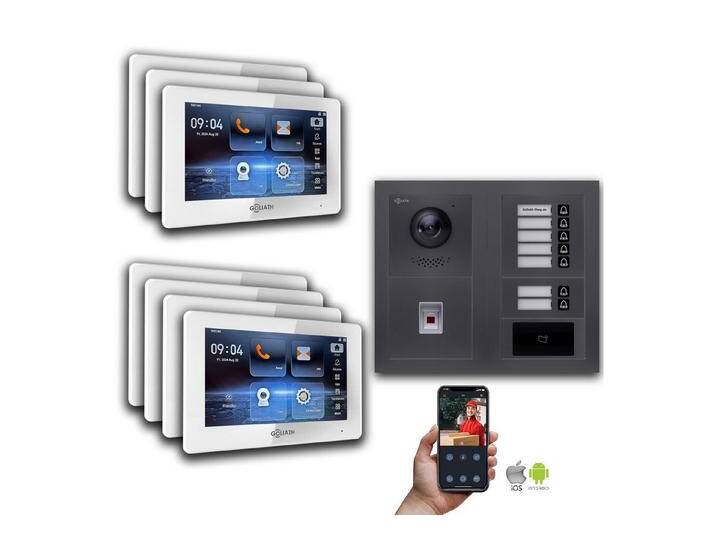 Goliath Intercom Video-Türsprechanlage Goliath IP Video Türsprechanlage: 7-Zoll 7 Familienhaus, Fingerprint, (Privat oder Gewerblich), weiß von OTTO