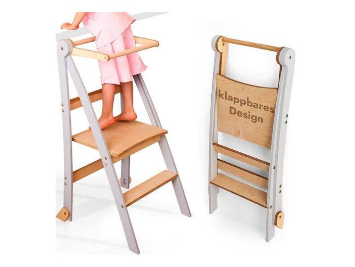 Goodevas Kinderklappstuhl Montessori-Lernleiter: Klappbare Lernleiter, grau, Light Grey von OTTO