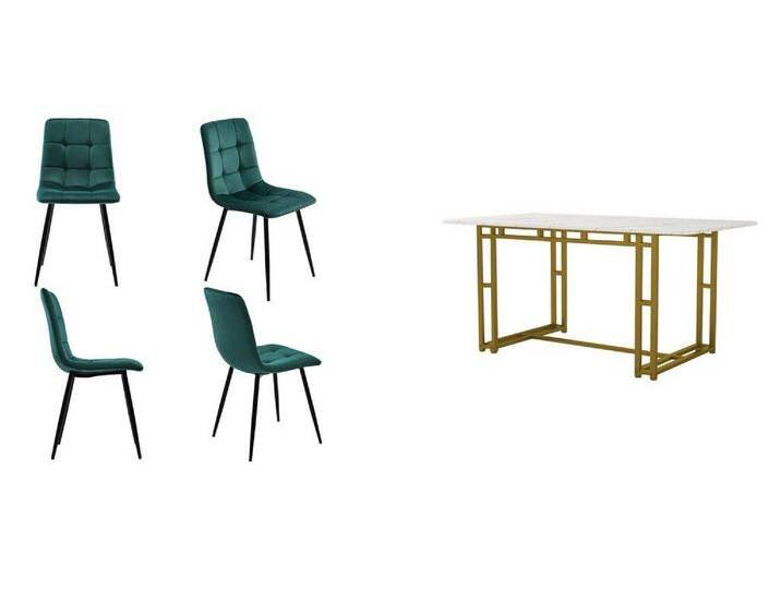 Gotagee Essgruppe Esszimmertisch-Set(5-tlg) Esstisch 70 x 120cm mit 4 Stühlen Sitzgruppe, Stuhl(Dunkelgrün) von OTTO