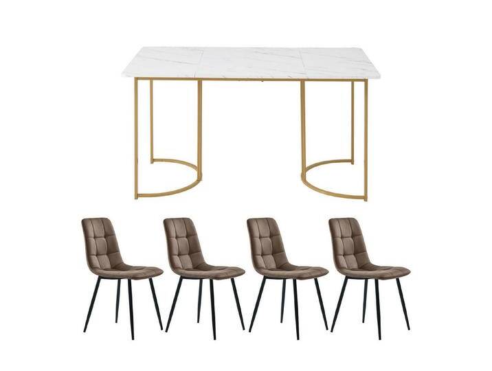 Gotagee Essgruppe Esszimmertisch-Set(5-tlg) Esstisch 80 x 140cm mit 4 Stühlen Sitzgruppe, Stuhl(Braun ) von OTTO
