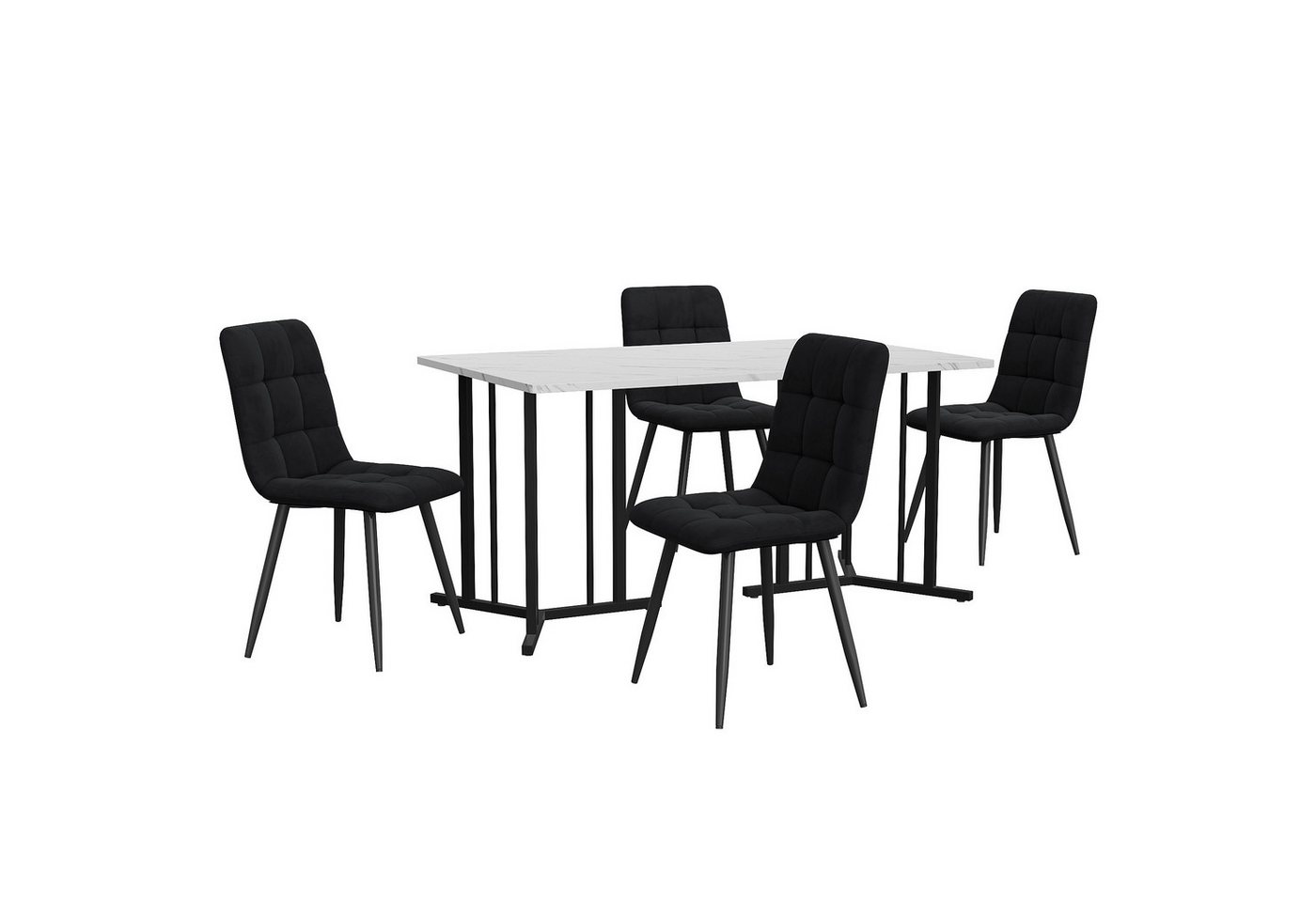Gotagee Essgruppe Set Küchentisch Sitzgruppe 1 Esstisch 4 Stühlen Set Y-Form Tischbeine, 140×80cm Küchentisch mit Schwarz Metallbeinen Gotagee Essgruppe Set Küchentisch Sitzgruppe 1 Esstisch 4 Stühlen Set Y-Form Tischbeine, 140×80cm Küchentisch mit Schwarz Metallbeinen von Gotagee