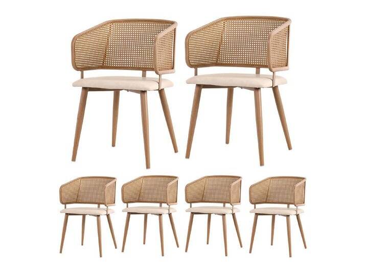 Gotagee Esszimmerstuhl Esszimmerstühle Rattan-Rückenlehne Sitzkissen aus PU-Leder Wohnzimmer, 6 er Set Gotagee Esszimmerstuhl Esszimmerstühle Rattan-Rückenlehne Sitzkissen aus PU-Leder Wohnzimmer, 6 er Set von OTTO