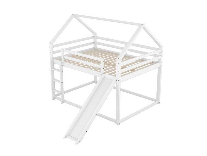 Gotagee Etagenbett Kinderzimmer Doppelbett Kinderbett Hausbett Jugendbett Rutsche Leiter, Weiß 140x200cm von OTTO