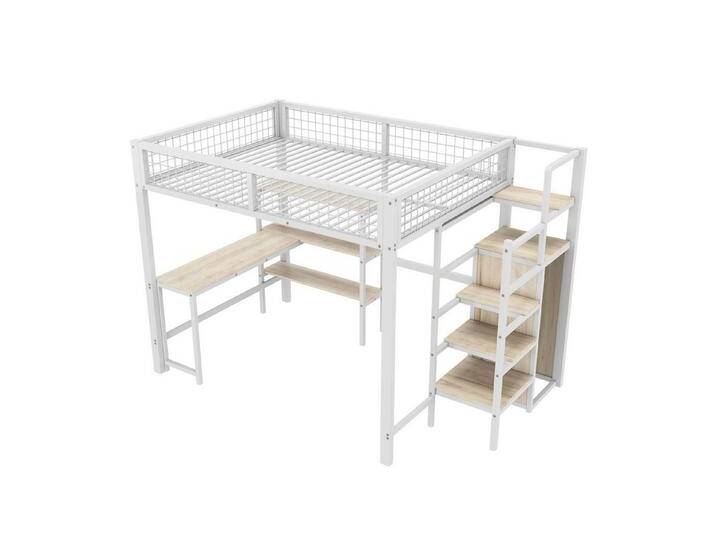 Gotagee Hochbett 140x200cm Eisenbett Einzelbett Ablageleiter Schreibtisch Weiß Gotagee Hochbett 140x200cm Eisenbett Einzelbett Ablageleiter Schreibtisch Weiß von OTTO
