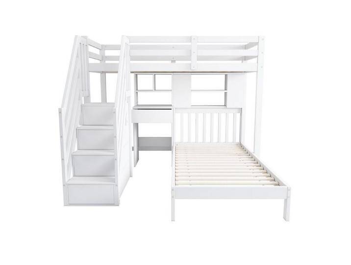Gotagee Hochbett Etagenbett 90x200 Doppelbett Multifunktionales mit Stauraumfunktion mit Schreibtisch, Regale,Lattenrost. Gotagee Hochbett Etagenbett 90x200 Doppelbett Multifunktionales mit Stauraumfunktion mit Schreibtisch, Regale,Lattenrost. von OTTO