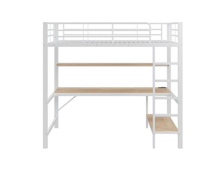 Gotagee Kinderbett Hochbett 90x200 cm Jugendbett Gästebett mit Sprossen Leiter USB, Mit LED-Leuchten, Schreibtisch, mehrstöckiges Regal., Weiß von OTTO