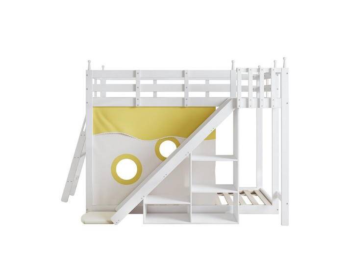 Gotagee Kinderbett Jugendbett Etagenbett Holzbett mit Rutsche 90x200cm Weiß Doppelbett, Holzbett mit Treppe und Zäune Gotagee Kinderbett Jugendbett Etagenbett Holzbett mit Rutsche 90x200cm Weiß Doppelbett, Holzbett mit Treppe und Zäune von OTTO