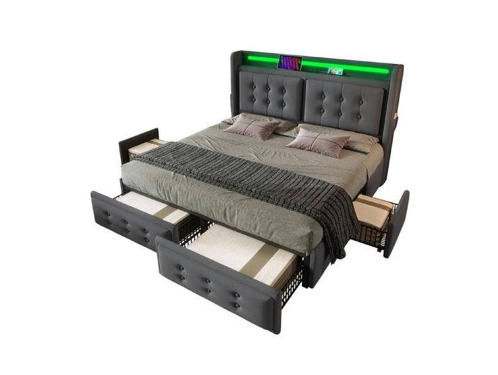Gotagee Polsterbett Doppelbett 140x200 Stauraumbett Jugendbett Gästebett Mit Matratze, Stauraumbetten mit Lattenrost aus Holz und Metallrahmen, Grau Gotagee Polsterbett Doppelbett 140x200 Stauraumbett Jugendbett Gästebett Mit Matratze, Stauraumbetten mit Lattenrost aus Holz und Metallrahmen, Grau von OTTO