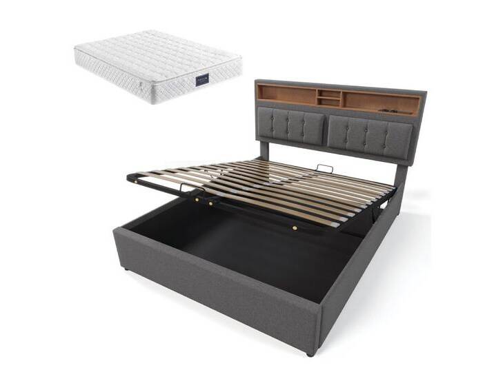 Gotagee Polsterbett Doppelbett USB C Stauraumbetten Leinen Jugendbett 140x200 Mit Matratze, Grau Gotagee Polsterbett Doppelbett USB C Stauraumbetten Leinen Jugendbett 140x200 Mit Matratze, Grau von OTTO