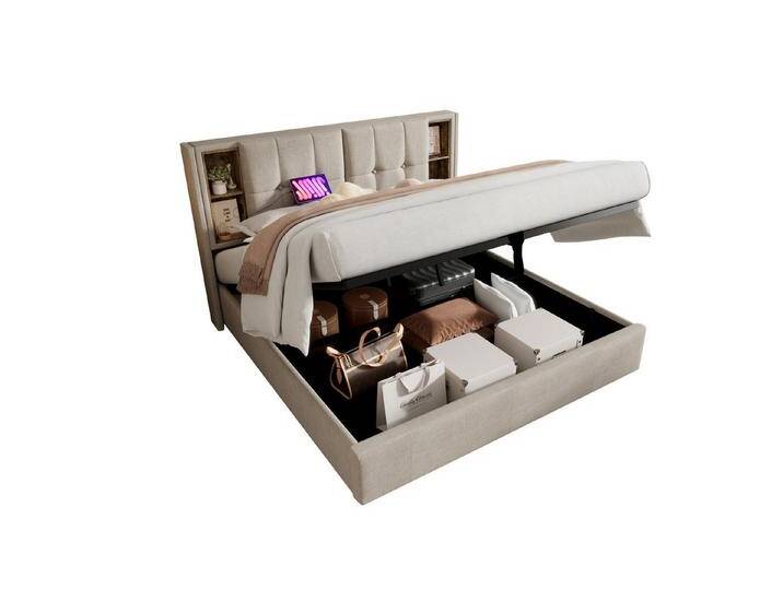 Gotagee Polsterbett Jugendbett Doppelbett Multifunktionsbett flaches Bett 160 x 200 cm, Mit Matratze, Natürlich+Flachs Gotagee Polsterbett Jugendbett Doppelbett Multifunktionsbett flaches Bett 160 x 200 cm, Mit Matratze, Natürlich+Flachs von OTTO