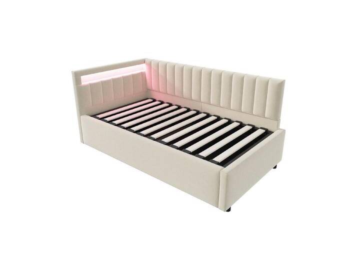 Gotagee Polsterbett Schlafsofa 90x200cm LED Stauraumbett Jugendbett Einzelbett Gästebett, seitliche Kopfteile mit austauschbaren Positionen, Weiß Gotagee Polsterbett Schlafsofa 90x200cm LED Stauraumbett Jugendbett Einzelbett Gästebett, seitliche Kopfteile mit austauschbaren Positionen, Weiß von OTTO