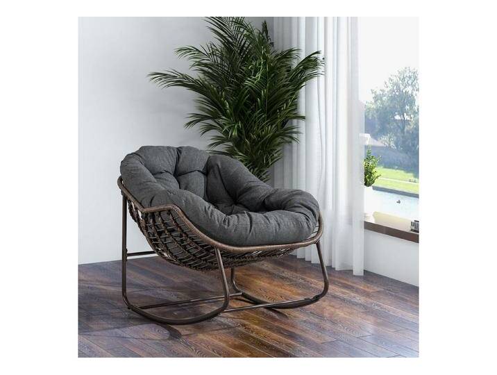 Gotagee Schaukelstuhl Sessel Wohnzimmerstuhl Outdoor-Rattan-Freizeitstuhl gepolsterter Stuhl, Dunkelgrau von OTTO
