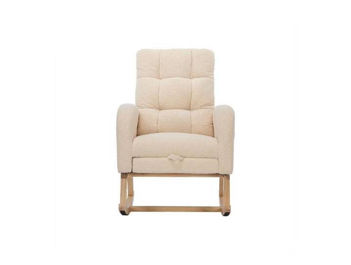 Gotagee Schaukelstuhl Teddy Sessel Grau Sessel Massivholzgestell Loungesessel, Weicher und hochwertiger Teddysamt Schaukelstuhl mit hoher Rückenlehne von OTTO
