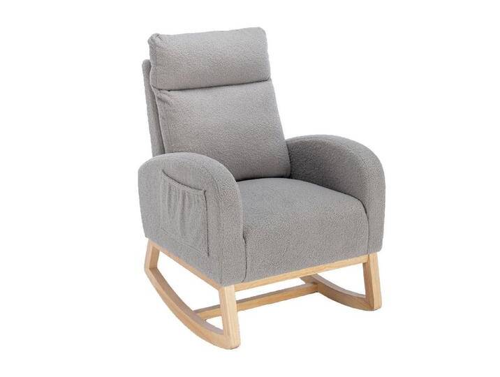 Gotagee Schaukelstuhl Teddystoff Sessel Wohnzimmer Sessel Schlafzimmerstuhl Freizeitstuhl, Schaukelbeine aus Holz, Hellgrau von OTTO