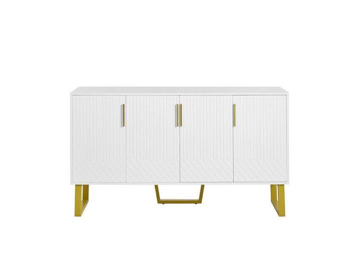 Gotagee Sideboard Hochglanz Schließfächer 140x40x80cm Wohnzimmerschrank Anrichte Weiß, geometrisches Design in Weiß Gotagee Sideboard Hochglanz Schließfächer 140x40x80cm Wohnzimmerschrank Anrichte Weiß, geometrisches Design in Weiß von OTTO