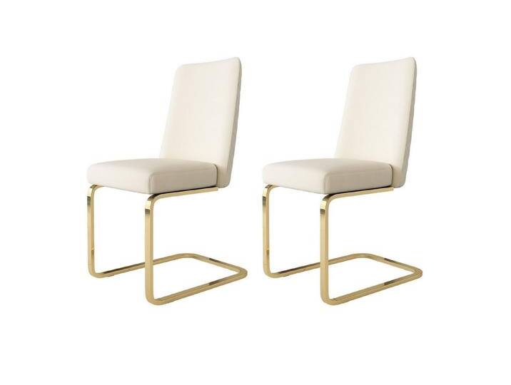 Gotagee Stuhl Samt Esszimmerstuhl luxuriös Loungesessel Diamantrücken Design Beige, mit goldfarbenen Metall-Stützbeinen., Zweiteiliges Set von OTTO