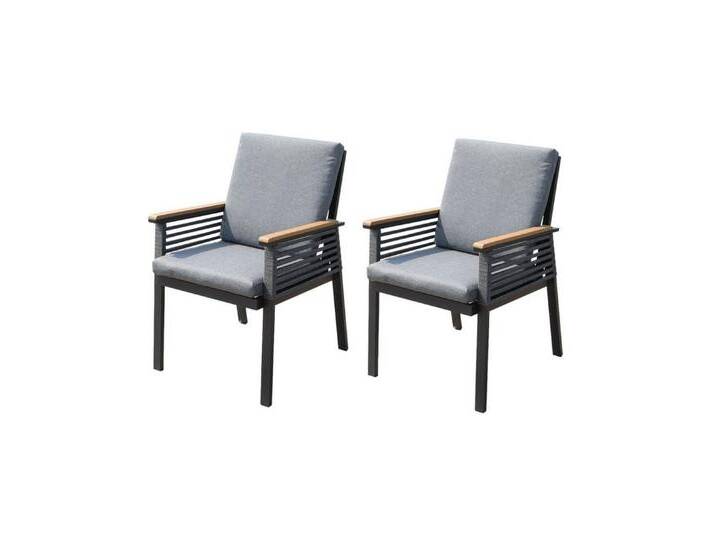 Gravidus Gartenstuhl Stuhl DENIA 2er Set: Eleganter Outdoor-Komfort in Grau, grau schwarz von OTTO