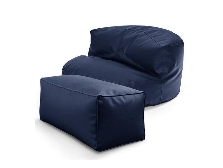 Green Bean Sitzsack Sofa + Pouf Sitzsack als Set aus Kunstleder, EPS Perlen Füllung ca. 90x45cm - Couch XXL Riesensitzsack Lounge, blau von OTTO
