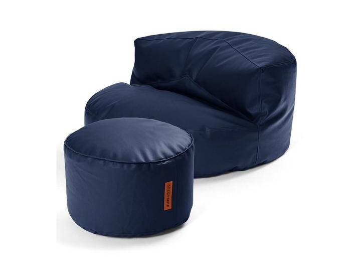 Green Bean Sitzsack Sofa + Pouf Sitzsack als Set aus Kunstleder, EPS Perlen Füllung ca. 90x45cm - Couch XXL Riesensitzsack Lounge, blau von OTTO