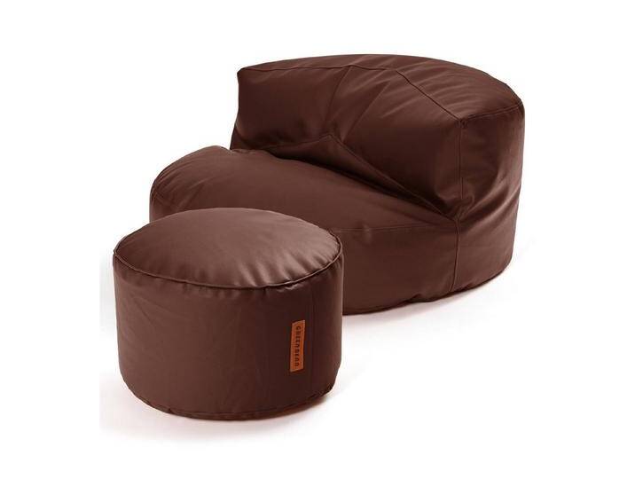 Green Bean Sitzsack Sofa + Pouf Sitzsack als Set aus Kunstleder, EPS Perlen Füllung ca. 90x45cm - Couch XXL Riesensitzsack Lounge, braun von OTTO