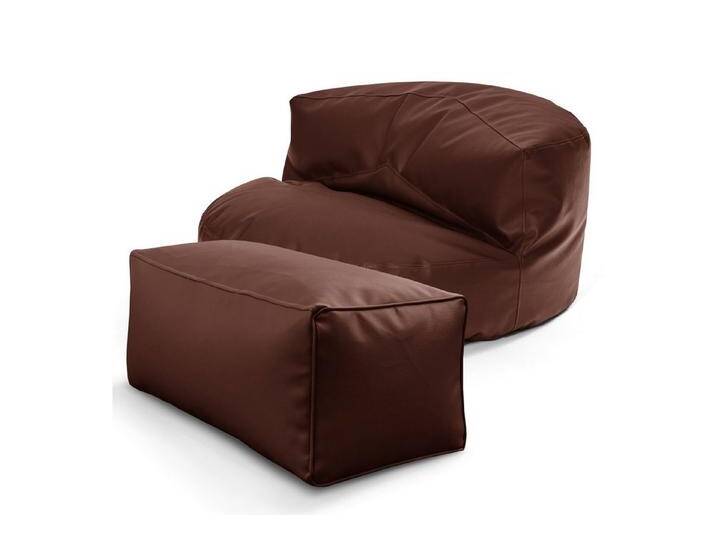 Green Bean Sitzsack Sofa + Pouf Sitzsack als Set aus Kunstleder, EPS Perlen Füllung ca. 90x45cm - Couch XXL Riesensitzsack Lounge, braun von OTTO
