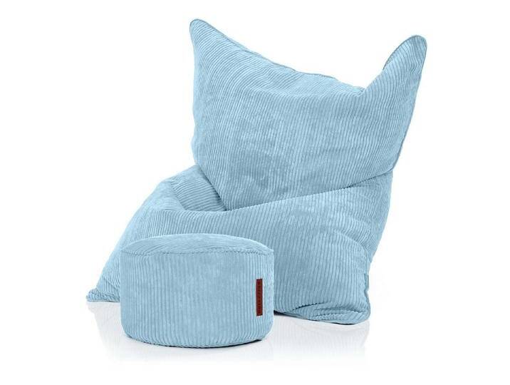 Green Bean Sitzsack Square Cord + Pouf (Sitzsack + Pouf im Set - XXL Riesensitzsack mit passenden Fußhocker, EPS Füllung), Bean Bag Bodenkissen Liegekissen Sitzkissen Indoor Drinnen Waschbar von OTTO