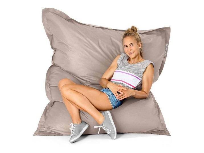 Green Bean Sitzsack Square Outdoor, 140x180cm Kinder & Erwachsene Bean Bag EPS Perlen Füllung, beige, Dunkelbeige von OTTO