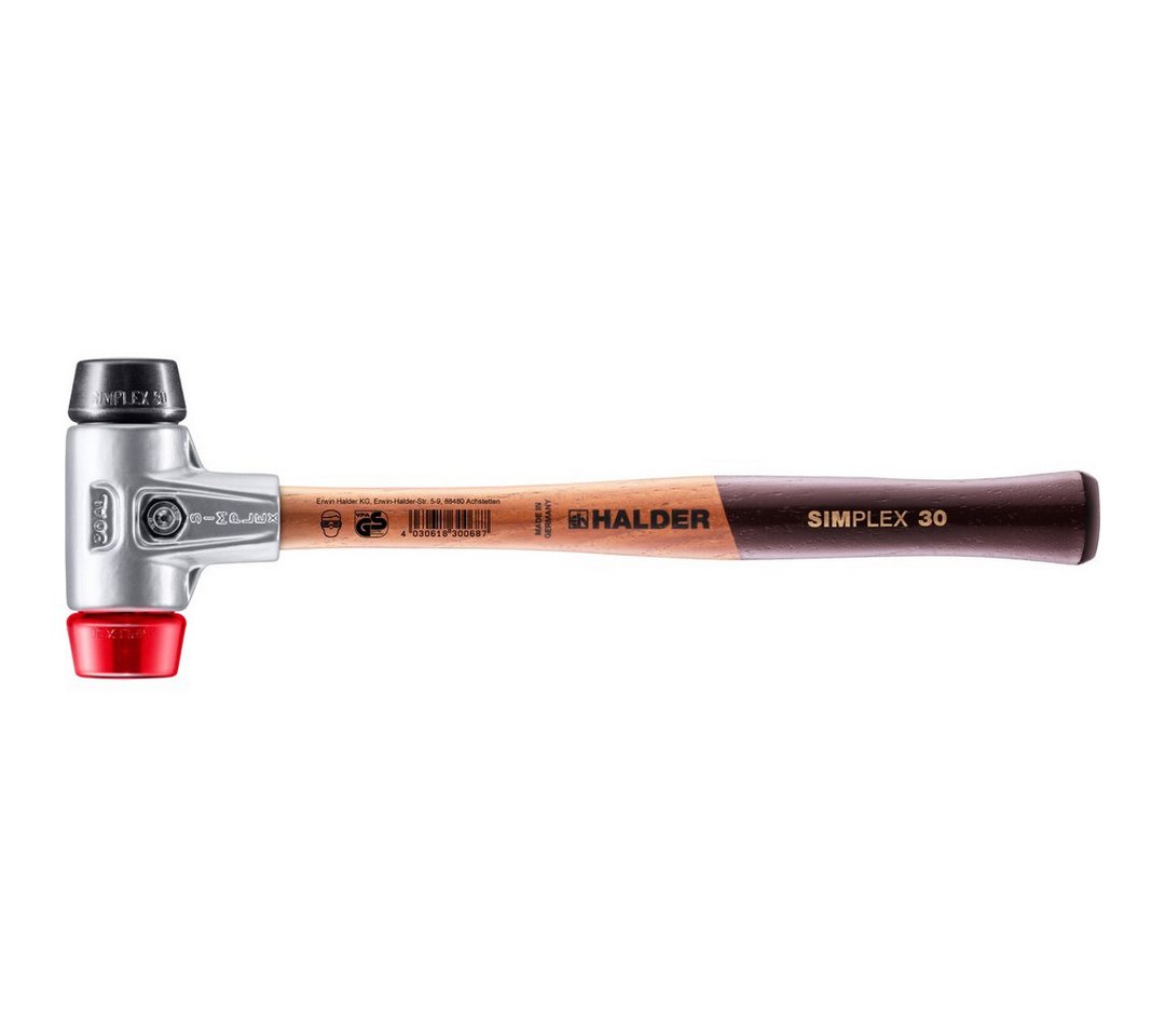 Gummihammer HALDER SIMPLEX Schonhammer Ø 30 mm Gummi schwarz / Plastik rot mit von OTTO