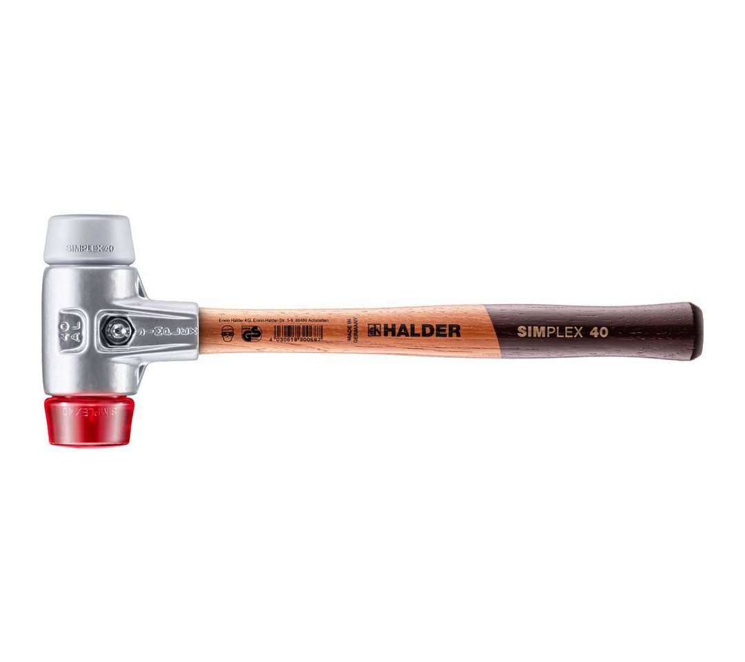 Gummihammer HALDER SIMPLEX Schonhammer Ø 40 mm TPE-mid grau / Plastik rot mit von OTTO