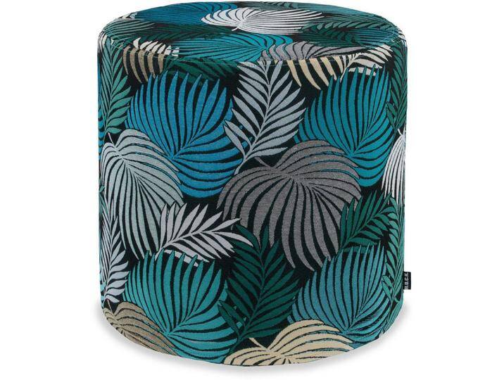 H.O.C.K. Sitzwürfel Copacabana Hocker rund Pouf ø45x45cm floral petrol emeraude, Hocker: Bequem, vielseitig, Wohnzimmer & Schlafzimmer, blau von OTTO