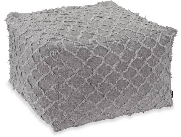 H.O.C.K. Sitzwürfel Nuvole Bean Cube Hocker Pouf 55x55x35cm grau mit Fransen, Hocker: Bequem, vielseitig, Wohnzimmer & Schlafzimmer, grau von OTTO