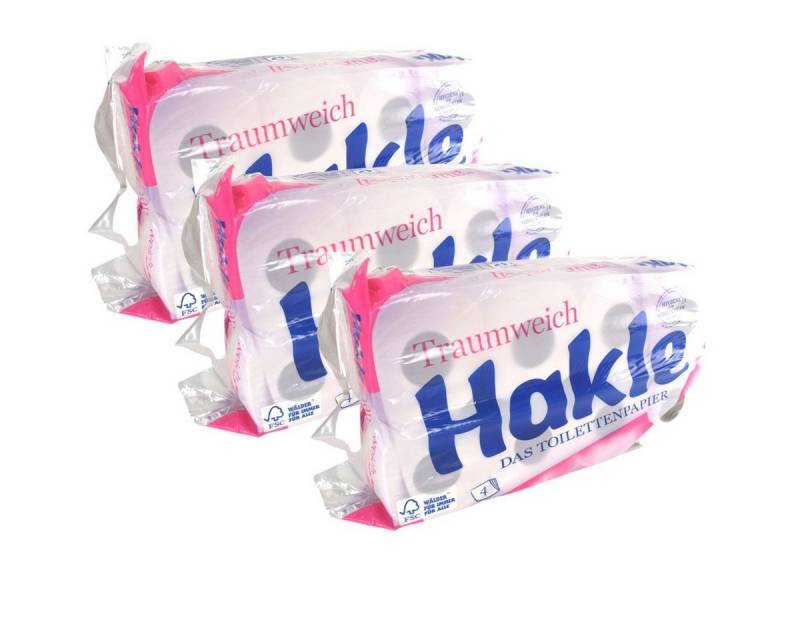 HAKLE Toilettenpapier Toilettenpapier "Traumweich" weiß 4-lagig Sparset á 8 Rollen Klopapier (24-St), weiche Zusammensetzung von HAKLE
