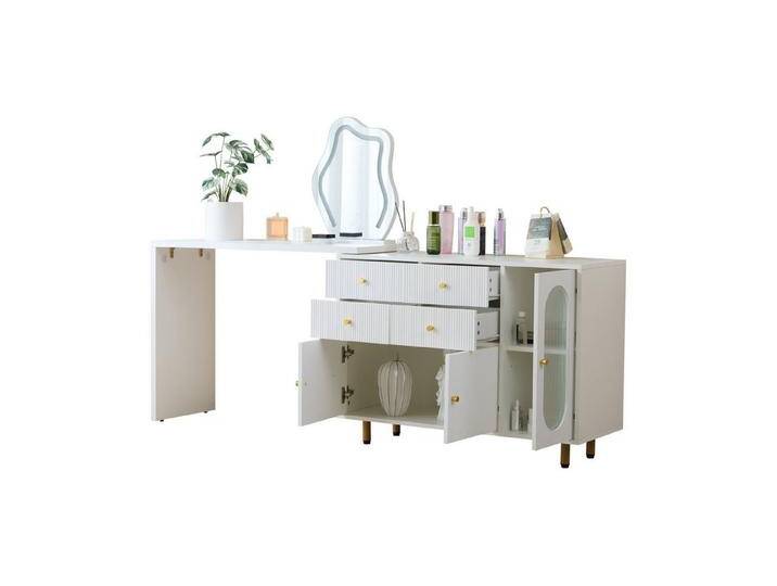 HAUSS SPLOE Schminktisch Frisiertisch-Set Schminkkommode mit LED-beleuchtetem Spiegel (Kosmetiktisch-Set, 4 Schubladen, 3 Türen, ohne Hocker), mit Spiegel und 3-farbige Beleuchtung, B100/H76/T40 cm von OTTO
