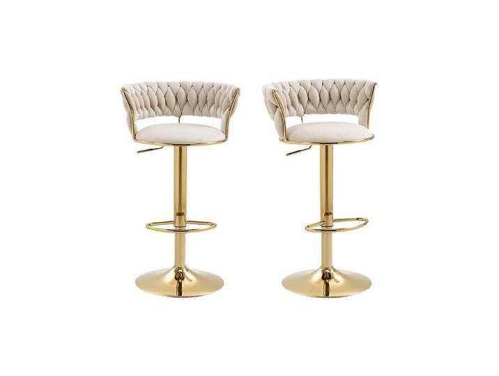 HAUSS SPOLE Barhocker Barhocker Samt 2er Set verstellbare Barstühle Beistellstuhl Drehstuhl (2 St), beige, Beige von OTTO
